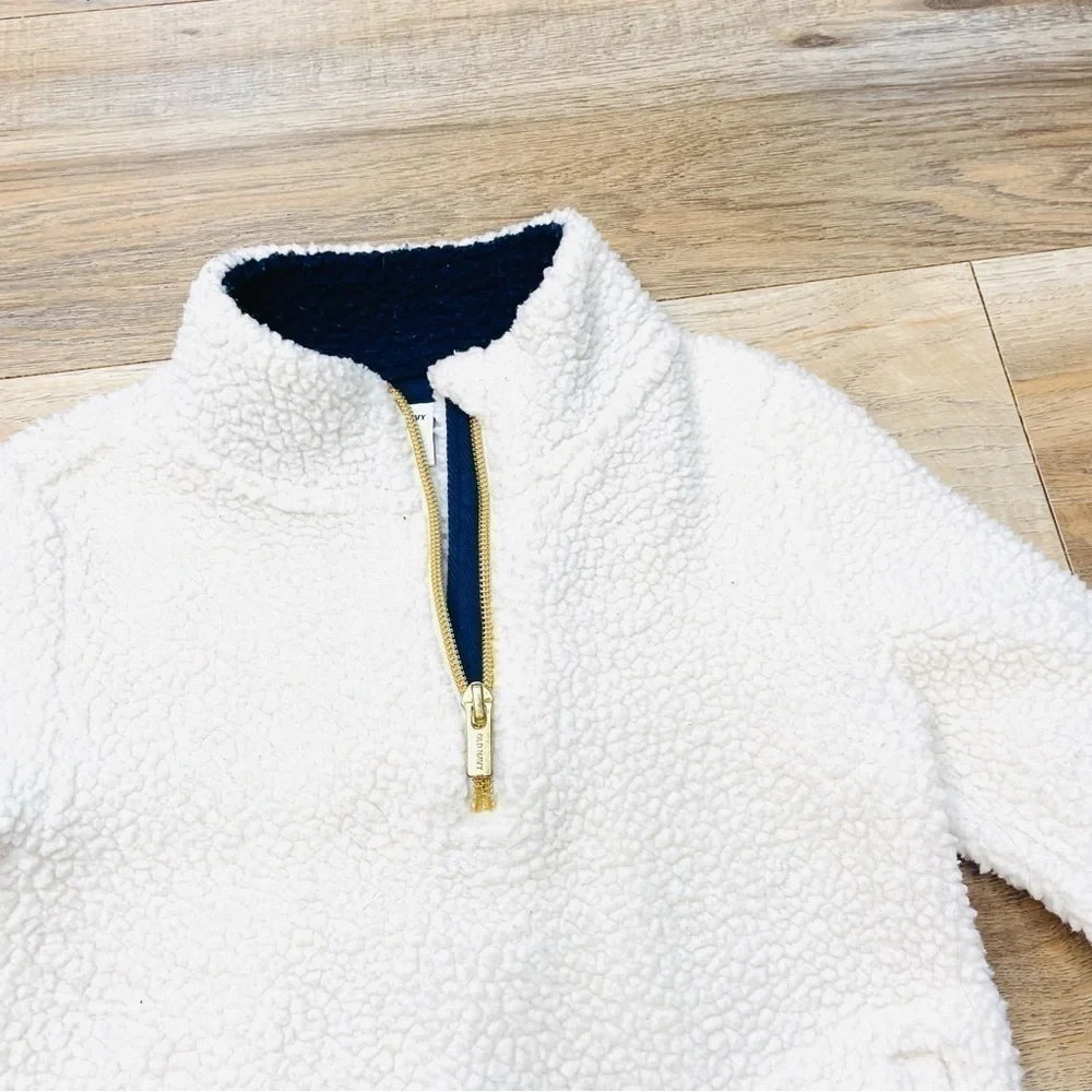 OLD Navy Quarter Zip Sherpa Pullover for Toddlers in Cream